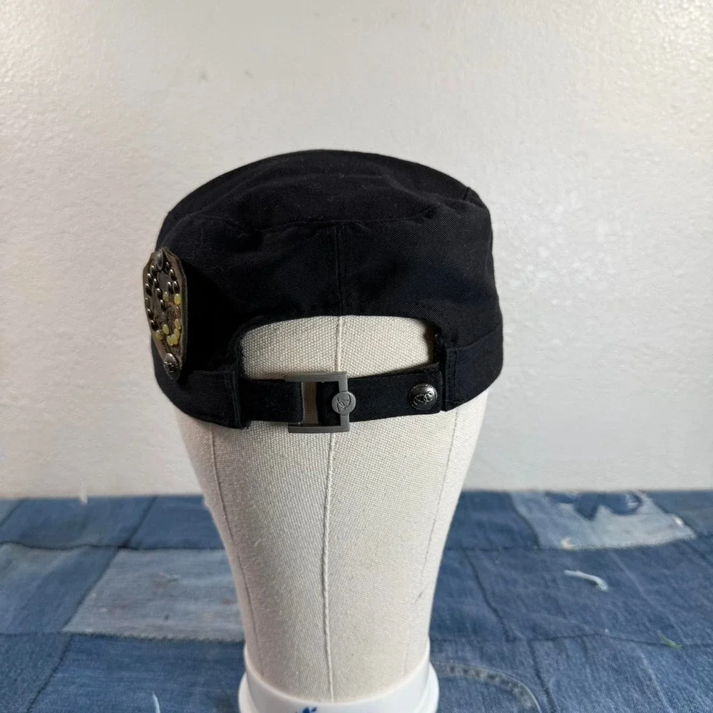 Dram control Black rhinestone peace sign cap Size L